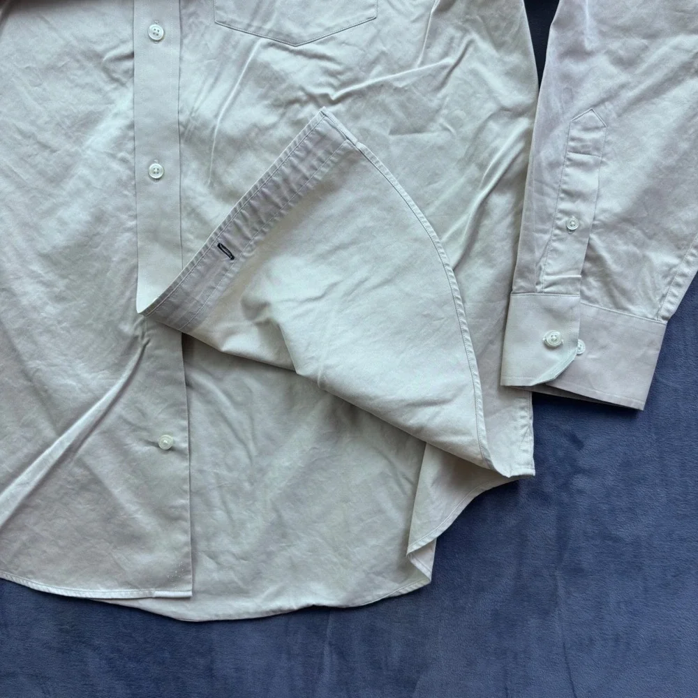 Banana Republic Mens Beige Long Sleeve Button Down Shirt Size L 16-16.5 Preppy
